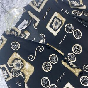 Diane Richard Women's‎ L Sunflower Patch African Lagonlook Button Blouse